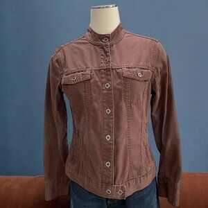 French Cuff Brown Utility Jacket M Button‎ Front Slim Fit Cotton Casual Everyday